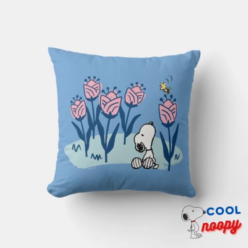 Peanuts Snoopy Woodstock Flower Garden Throw Pillow 4