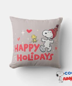 Peanuts Snoopy Woodstock Happy Holidays Throw Pillow 5