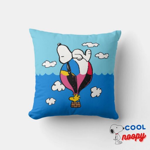 Peanuts Snoopy Woodstock Hot Air Balloon Throw Pillow 5