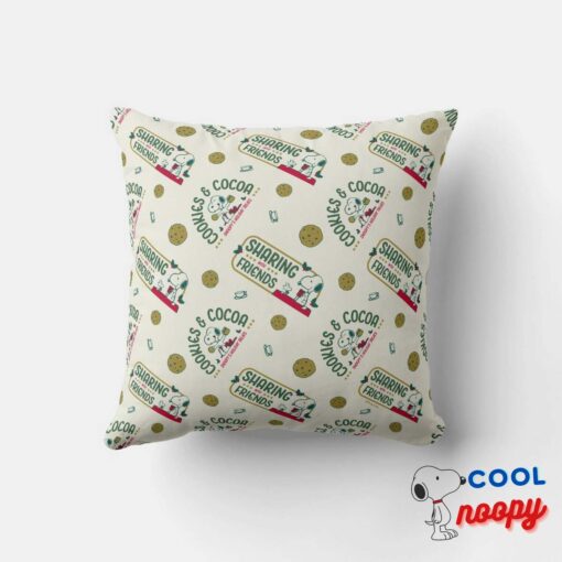 Peanuts Snoopy Woodstock Hot Cocoa Pattern Throw Pillow 4