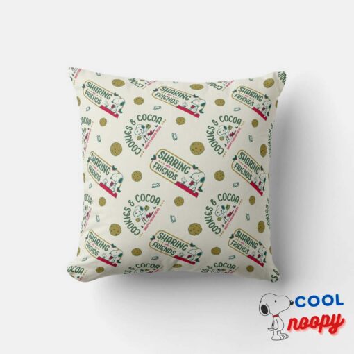 Peanuts Snoopy Woodstock Hot Cocoa Pattern Throw Pillow 5