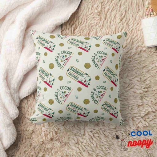 Peanuts Snoopy Woodstock Hot Cocoa Pattern Throw Pillow 8