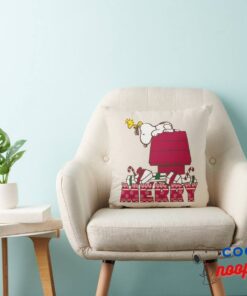 Peanuts Snoopy Woodstock Merry Ugly Sweater Throw Pillow 3