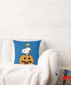 Peanuts Snoopy Woodstock Pop Up Pumpkin Throw Pillow 2
