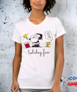 Peanuts Snoopy Woodstock Santa Bell Ringer T Shirt 17
