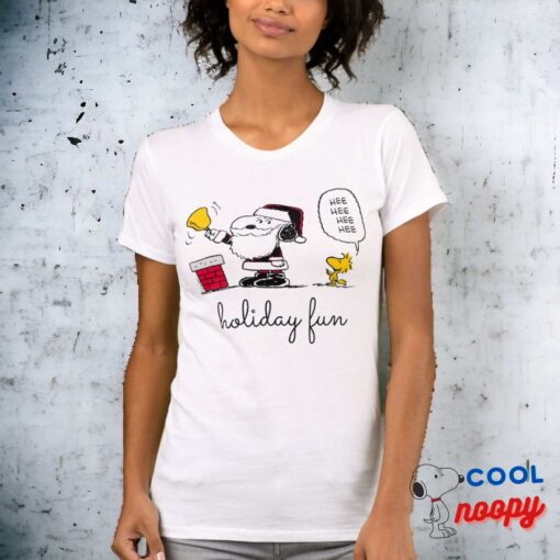 Peanuts Snoopy Woodstock Santa Bell Ringer T Shirt 17