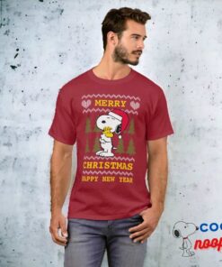 Peanuts Snoopy Woodstock Santa Claus Hug T Shirt 4