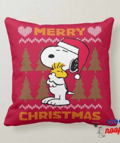 Peanuts Snoopy Woodstock Santa Claus Hug Throw Pillow 8