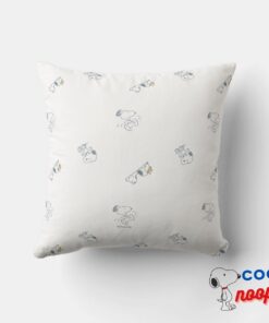 Peanuts Snoopy Woodstock Soft Gray Pattern Throw Pillow 4