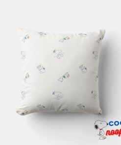 Peanuts Snoopy Woodstock Soft Gray Pattern Throw Pillow 5