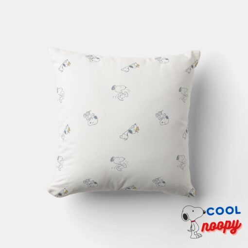 Peanuts Snoopy Woodstock Soft Gray Pattern Throw Pillow 5