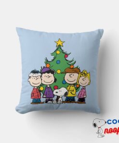 Peanuts The Gang Around The Christmas Tree Throw Pillow 6