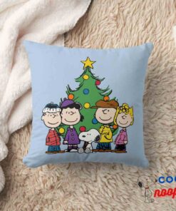 Peanuts The Gang Around The Christmas Tree Throw Pillow 8