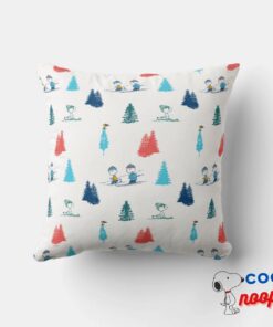 Peanuts Winter Skiing The Slopes Pattern Throw Pillow 4