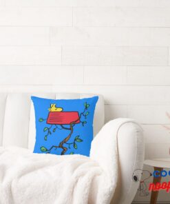Peanuts Woodstock Napping In Snoopys Dish Throw Pillow 2