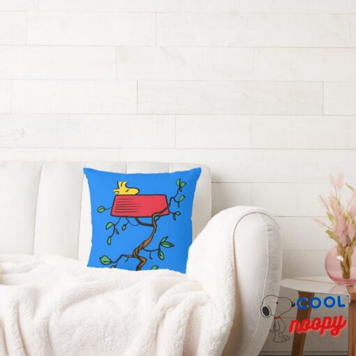 Peanuts Woodstock Napping In Snoopys Dish Throw Pillow 2