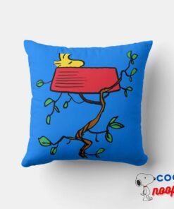 Peanuts Woodstock Napping In Snoopys Dish Throw Pillow 4