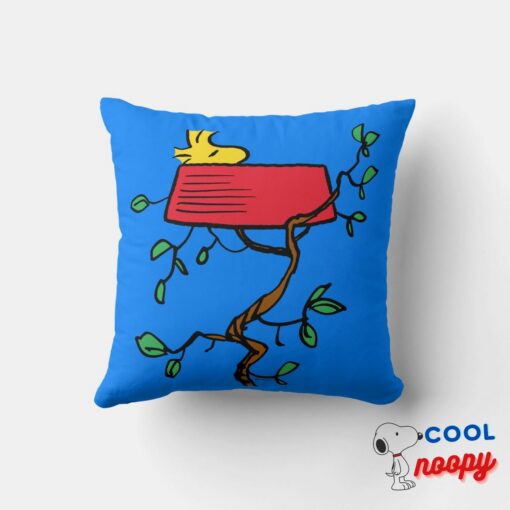 Peanuts Woodstock Napping In Snoopys Dish Throw Pillow 4