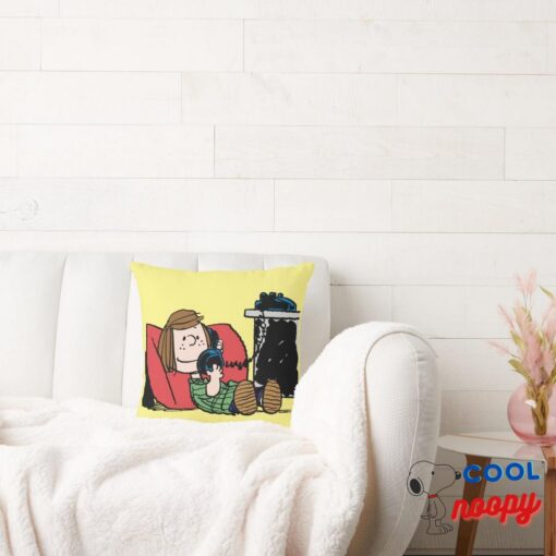 Peppermint Patty On The Phone Throw Pillow 2