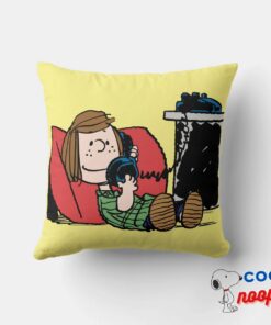 Peppermint Patty On The Phone Throw Pillow 4