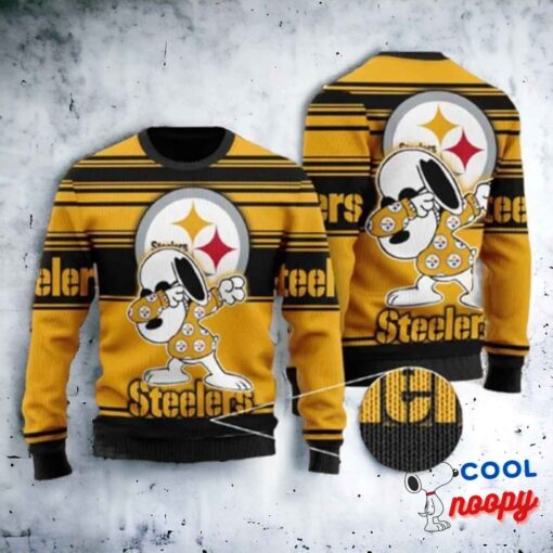 Pittsburgh Steelers Dabbing Snoopy Ugly Christmas Sweater For Holiday 1