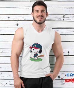 Playful Snoopy Atlanta Braves Logo T Shirt 3