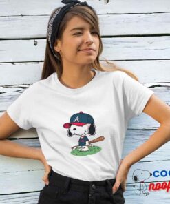 Playful Snoopy Atlanta Braves Logo T Shirt 4