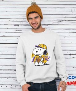 Playful Snoopy Los Angeles Lakers Logo T Shirt 1