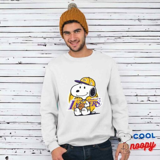Playful Snoopy Los Angeles Lakers Logo T Shirt 1