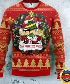 San Francisco 49ers Snoopy Dog Peanuts Family 2023 Xmas Gift Christmas Ugly Sweater 1