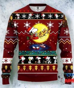 Santa Sleigh Ride Snoopy Ugly Christmas Sweater 1