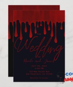 Satin Red Drips Dripping Blood Halloween Wedding I Invitation 8