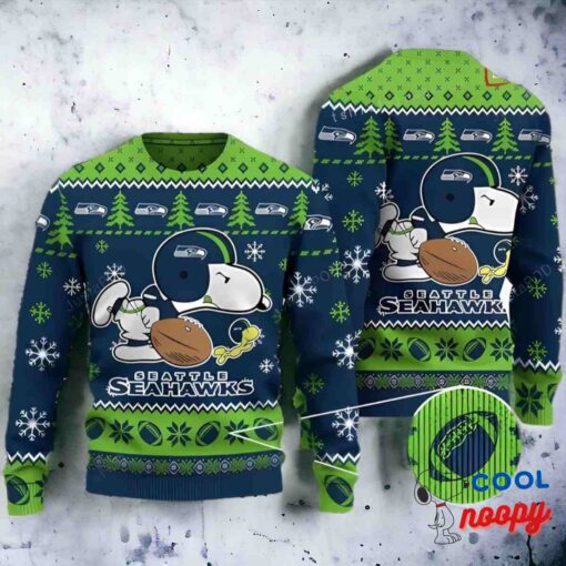 Seattle Seahawks Snoopy Christmas Ugly Sweater 1