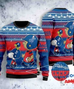 Snoopy And Charlie Brown Los Angeles Dodgers Ugly Sweater Christmas 1