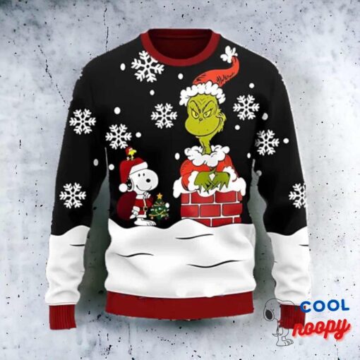 Snoopy And Grinch Anime Lover Christmas Ugly Christmas Sweater 1