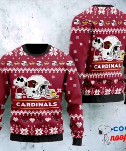 Snoopy And Woodstock Arizona Cardinals Nfl Christmas Ugly Sweater 1