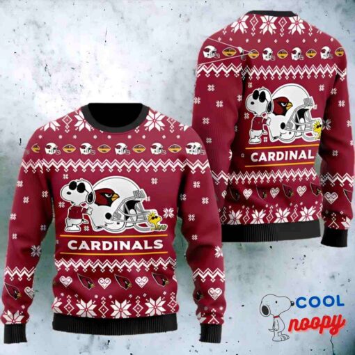 Snoopy And Woodstock Arizona Cardinals Nfl Christmas Ugly Sweater 1