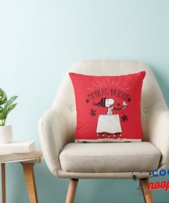 Snoopy And Woodstock Merry Bright Throw Pillow 4
