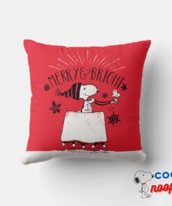 Snoopy And Woodstock Merry Bright Throw Pillow 5
