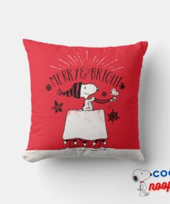 Snoopy And Woodstock Merry Bright Throw Pillow 6