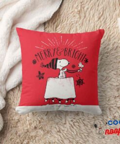 Snoopy And Woodstock Merry Bright Throw Pillow 8