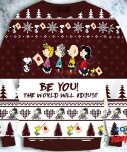 Snoopy Be You The World Will Adjust Snowflake Xmas Ugly Christmas Sweater 1