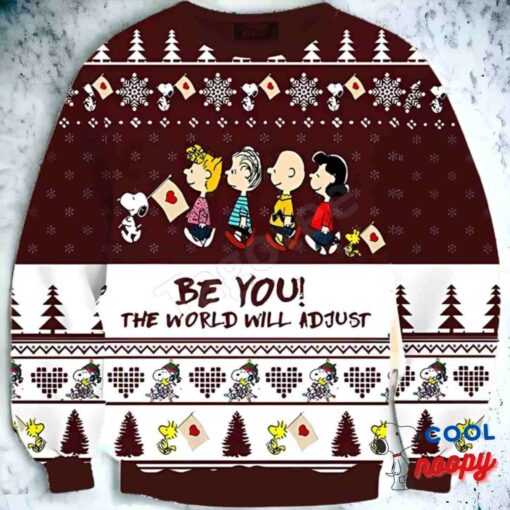 Snoopy Be You The World Will Adjust Snowflake Xmas Ugly Christmas Sweater 1