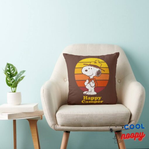 Snoopy Beagle Scout Happy Camper Throw Pillow 3