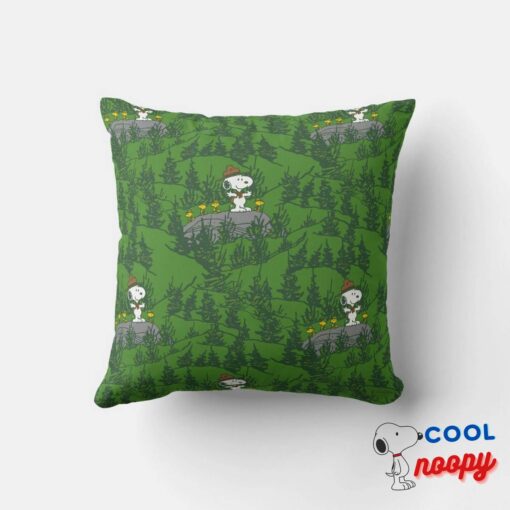 Snoopy Beagle Scout Hiking Pattern Throw Pillow 4