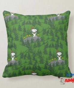 Snoopy Beagle Scout Hiking Pattern Throw Pillow 6