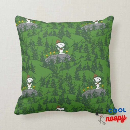 Snoopy Beagle Scout Hiking Pattern Throw Pillow 6