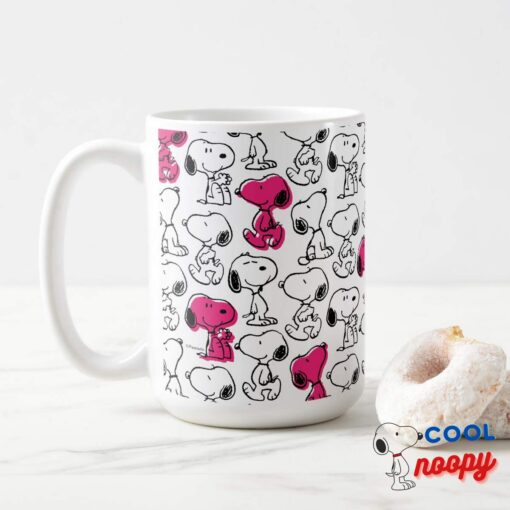 Snoopy Black Magenta Pattern Mug 15