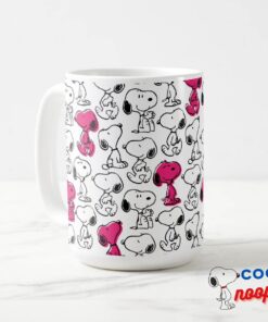 Snoopy Black Magenta Pattern Mug 3