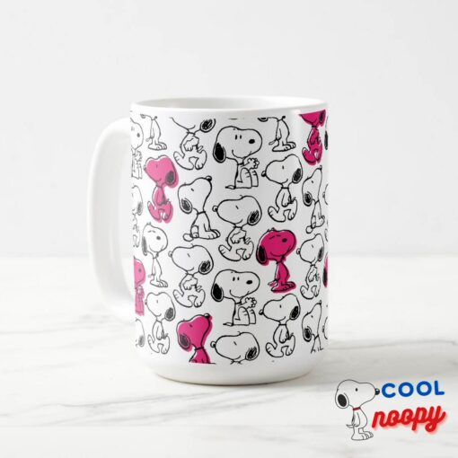 Snoopy Black Magenta Pattern Mug 3